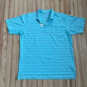 B Draddy Townes Polo Men XXL Bermuda Blue Striped Pima Cotton Stretch Golf shirt